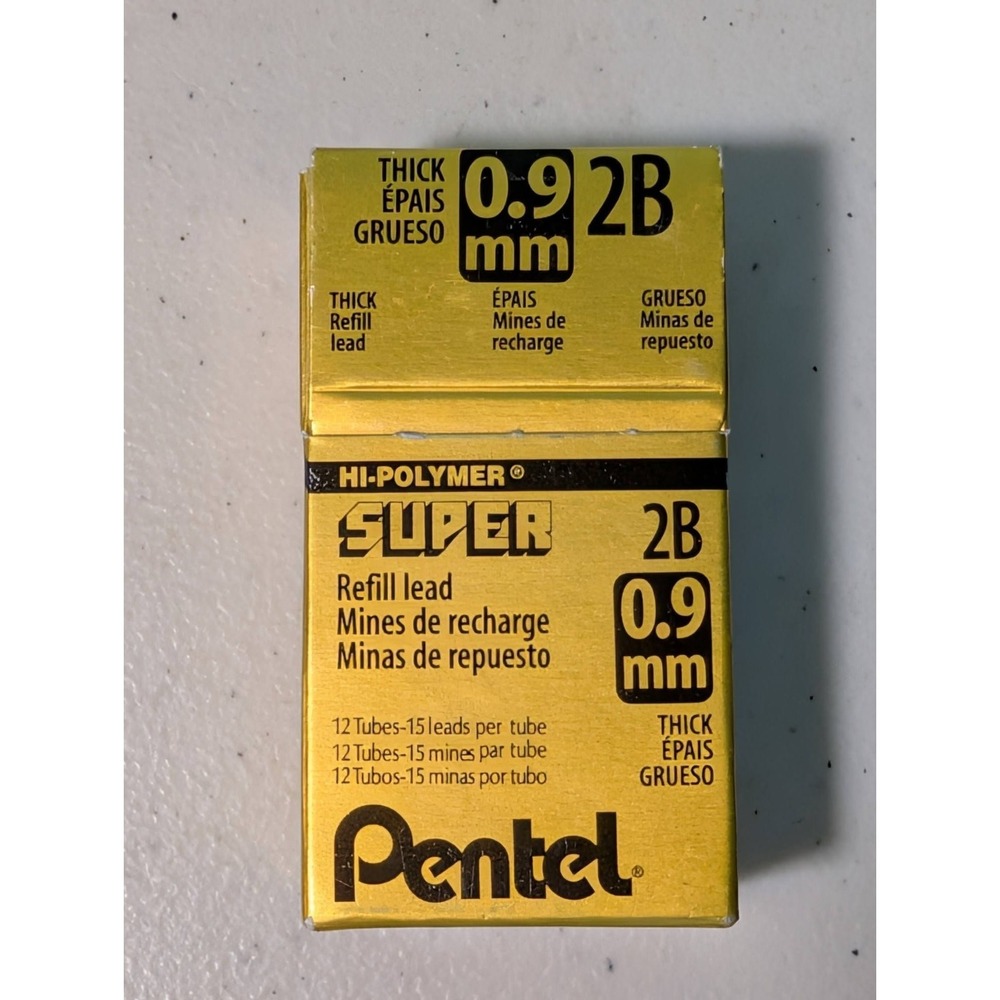Pentel Hi-Polymer Super Refill Leads 2B .09MM Thick 180 Pieces of Lead